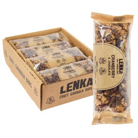 Lenka Bars - Cranberry Chocolate Snack Bars, Gluten Free, High Fiber, Kosher, Wholesome, No Artificial Flavors, Individually Wrapped - 12 Pack