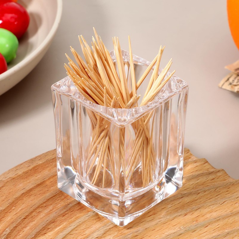 Ezymivs 2PCS Cocktail Pick Holder, Clear Acrylic Toothpick Holder Rhombu