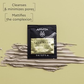Apivita Express Beauty Deep Cleansing Face Mask with Green Clay 2x8ml - Eliminates blackheads, minimizes pores, mattifies the skin. Dermatologically t