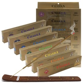 Chakra Incense Sticks Variety Pack and Incense Stick Holder Bundle with Seven Chakra Inspired Fragrances