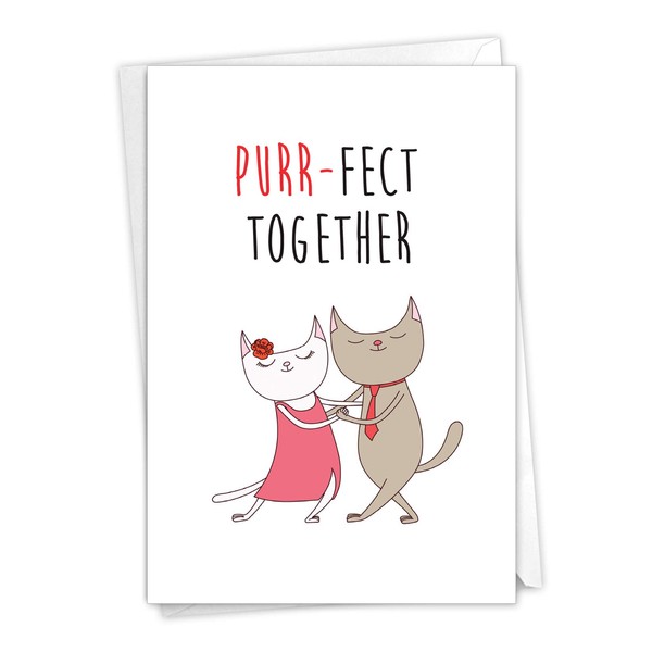The Best Card Company - Anniversary Greeting Card with Envelope - Loving Stationery for Spouse - Cat Got Your Tongue C7183IANG