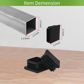 Surnews 1.5" Square Black Plastic Plugs, 12 Pack, 1.5" x 1.5" Square Tubing End Cap, Non-Slip, Anti-Scratch