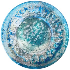 Radiance Teal 2pc Melamine Platter Set – 14" Round & 18"x13.5" Oval Serving Trays – Reactive Glaze Style Artisan Serveware for Entertaining, Holidays, Dinner Parties, or Gifts