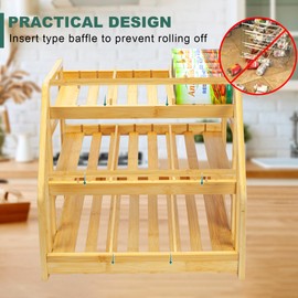 MinBoo Bamboo Can Rack Organizer, Kitchen Pantry Storage, 36 Can Capacity, Tilt Design
