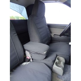 Durafit Seat Covers, 2004-2012 Chevy Colorado and GMC Canyon, 60/40 Split Seat Covers in Graphite Twill with Opening Center Console Cover & Back Pockets. Custom Fit, Perfect for Pets, Work & Travel.