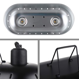 DXOPHIEX 15inch Dual Reptile Light Fixture, Max 150W Dual Reptile Heat Lamp with Separate Switches, Double Dome Lamp UVB Light Fixture for Bearded Dragon, Turtles, Snake and Lizard Terrarium