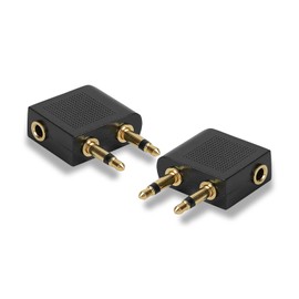 2pcs Airplane Airline Flight Adapters for Headphones,Airplane Flight Headphone Adapters 3.5mm Golden Plated Airline Earphone Adapter,Airline Flight Adapters,Golden Plated 3.5mm Jack Flight Adapter