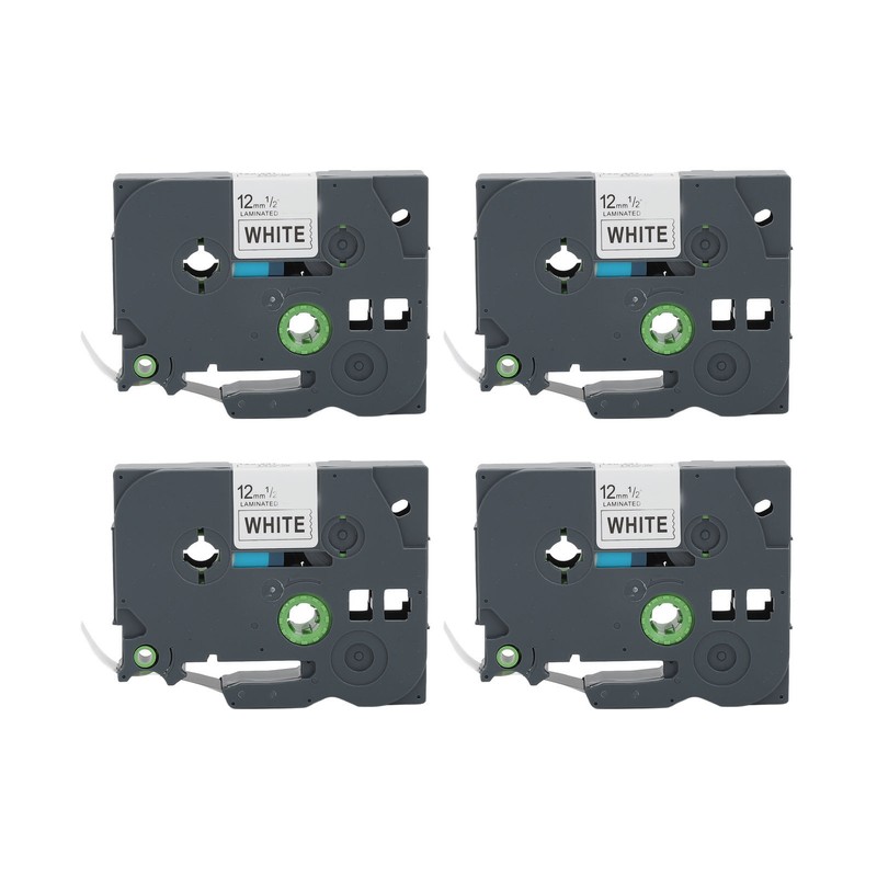 4Pcs Label Tape 12mm Waterproof Black On White Label Maker