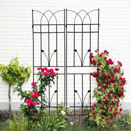 2 Pack Rustproof Metal Garden Trellis 71\" X 17.7\" Outdoor Flower Support for Climbing Plants Premium Fencing & Trellis & Gatescolor: BLACK Color