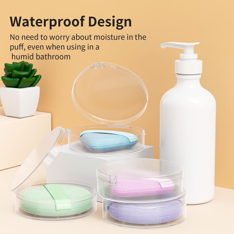 Powder Puff Case, 2 Pieces Round Makeup Puff Protective Container