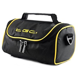 TGC ® Camera Case for Nikon Coolpix L340 with shoulder strap and Carry Handle (Black w/Yellow Trims)