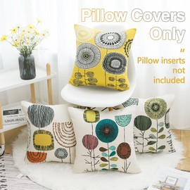 RYBornament Cushion Cover 45 x 45 cm Decorative Cushion Sofa Cushion Flowers Cushion Covers Yellow Cushion Linen Cushion Square Decorative Cushion Cover for Sofa Garden Bed Bedroom Couch Cushion