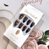 LOPMNGHT Almond Tip Press on Nails Medium Length Gold Flower
