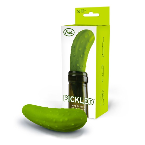 Genuine Fred PICKLED Wine Stopper, green, "3.5"" tall"