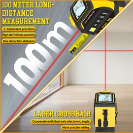 4 in 1 Laser Tape Measure, 328ft/100m Laser Measuring All-Purpose Ruler, Cross Laser Line, Accurate Digital Measuring in/ft/m,Universal Tape Measure With LED Display,Calculate Distance, Area, Volume