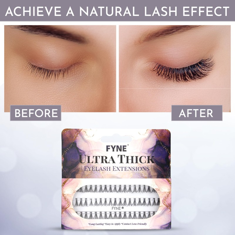 FYNE Individual Eyelashes, Black [60 Pcs, Ultra Thick Short 8mm,