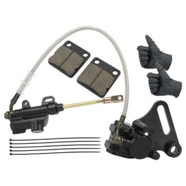 PowerMotor Rear Brake Assembly Master Hydraulic Cylinder Caliper with Additional Brake Brake Pads Replacement for CRF KLX TTR SDG 50cc 70cc 107cc Coolster SSR 125cc 110cc Dirt Pit Bike