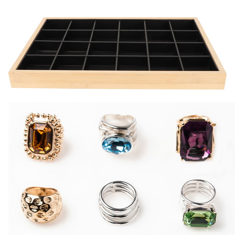 Jewelry Storage Display Trays Multipurpose 24 Grids Jewelry Tray for