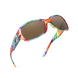 LVIOE Retro Polarized Sunglasses for Women Trendy Wraparound Rhinestone Designer Style Shades UV400 Protection