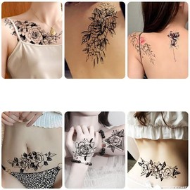 Tatuajes Temporales De Encaje Resistente Al Agua Lazo Negro Para Mujer Cicatriz De Simulación De Larga Duración Que Cubre Muslo Tatuajes Temporales Anillo Para Pierna