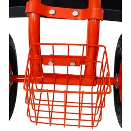 Garden Cart with Seat, Heavy Duty Rolling Garden Scooter Gardening Work Stools w/Height Adjustable Seat and Wheels, Wagon Scooter for Planting Outdoor Patio Lawn Yard (Red)