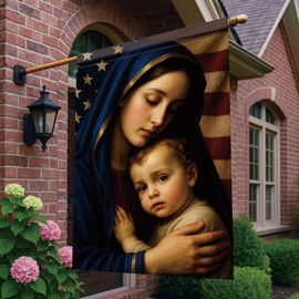 Starlit Patio Christian House Flag 28x40 Inch Virgin Mary and Child Garden Flag Double Sided Mother and Baby Jesus Banner USA Flag Background Yard Outdoor Porch ration Religious Home Garden Church