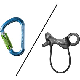 TRANGO Aries Belay Device w/Regulock Autolock Carabiner (Black Regulock, 7.5-11mm Ropes) | Rock Climbing, Rappelling Protection