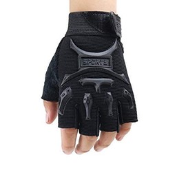 Long Keeper Cycling Gloves Children Boys Girls Half Finger Gloves Climbing Gloves Skate Glove for Climbing Frame Bicycle Skater Scooter Outdoor Sports (Black/M)