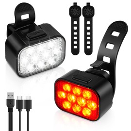 Flintronic Bike Light Set, 2Pack USB Cycling Front Light & Tail Light, Lightweight & Waterproof, Super Bright, Bike Mountain Road Bike Light, Safe and Easy to Install LED Bike Light for Cyclists