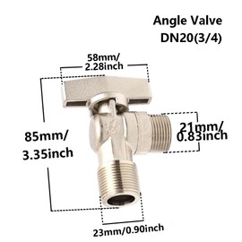 Natural Gas Angle Valve, DN20 (3/4) Brass Hand Turned Right Angle Shut-off Valve Tap Connector for Kitchen Bathroom Balcony