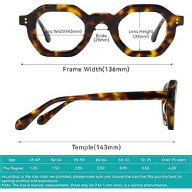 Reading Glasses for Women - Blue Light Blocking Reading Glasses Vintage Design Geometric Frame Readers Anti Glare Filter Lightweight Eyeglasses, 2.5x Magnification