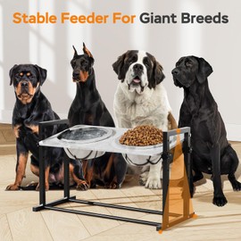 Elevated Dog Bowls for Extra Large Dogs, 4 Height Adjustable Tilted Raised Dog Bowl Stand with 2 Stainless Steel 3L Bowls, 16.1" Tall Dog Feeder for Giant Breed