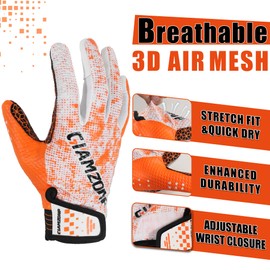 GIAMZONP Kids Football Receiver Gloves - Youth High Grip Football Gloves Stretch Fit for Enhanced Performance for Boys