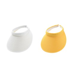 jecvxor Cloth Covered Slip-On Visor for Women, Adjustable Cap Sports Sun Visors for Men, White/Yellow, Large