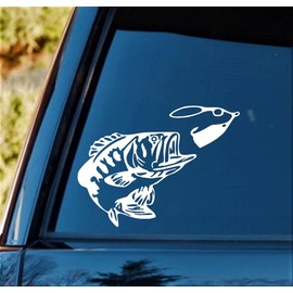 Largemouth Bass with Fishing Lure Vinyl Decal Sticker