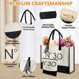 VZZNN 30th Birthday Gifts for Women Canvas Beach Tote Bag With Makeup Bag,Back in 1995 Poster Acrylic Table Sign with Stand & Card,30th Birthday Decorations Gifts For Wife/Sister/Mom/Aunt/Friends