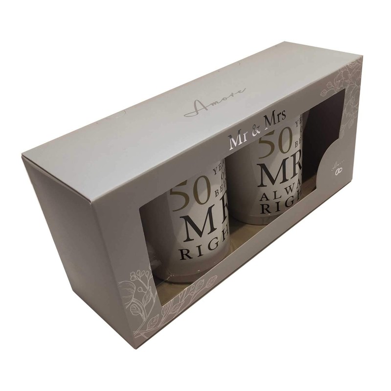 50 Years Mr & Mrs Mugs Amore Mug Set In