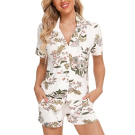 Leikar Pajama Sets For Women 2 Piece Floral Pajama Set Short Sleeve Pjs