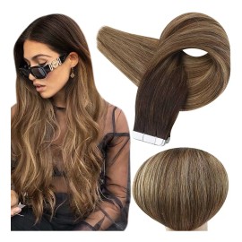 Full Shine Extensiones De Cabello Natural Suave Marrón Oscuro 20in 50gr