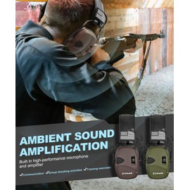ZOHAN UPGRATED EM054 Electronic Shooting Ear Protection with 4X Sound Amplification, Slim Active Noise Reduction Earmuffs for Gun Range