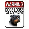 Shawprint WARNING DOGS LOOSE AT ALL TIMES METAL GATE SIGN