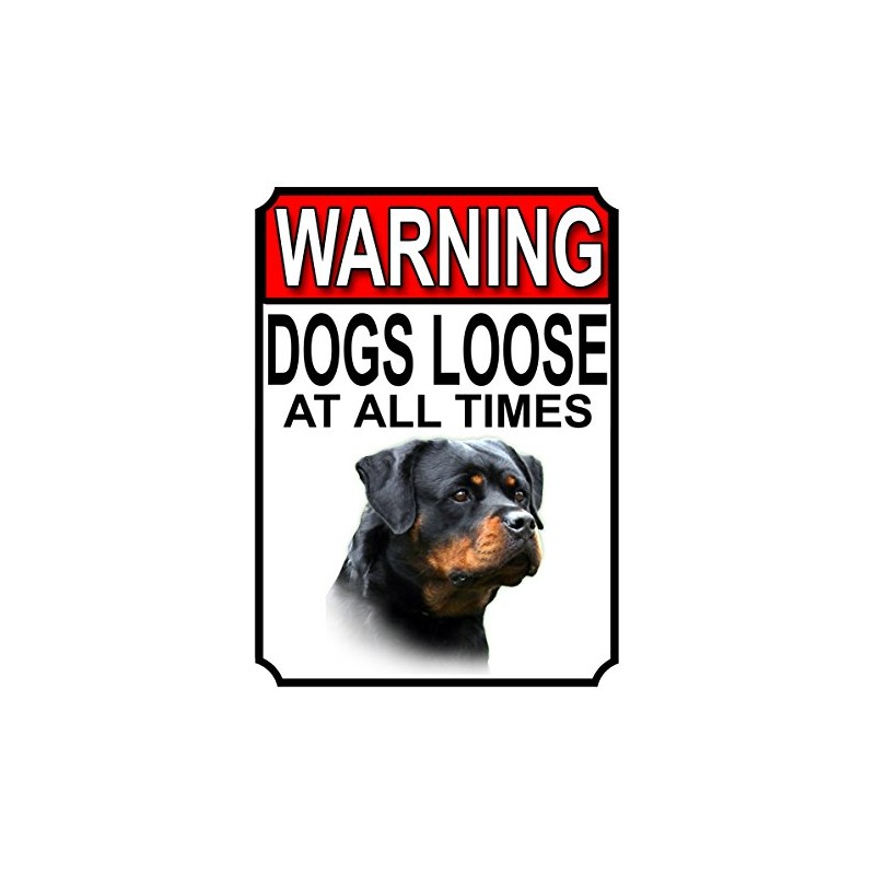Shawprint WARNING DOGS LOOSE AT ALL TIMES METAL GATE SIGN