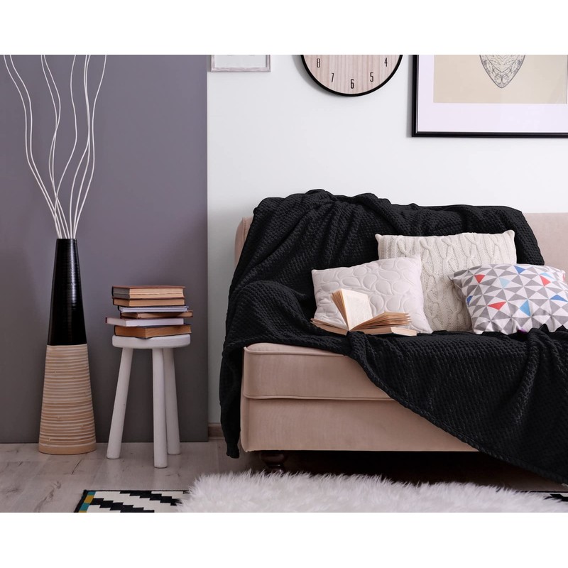 Bear & Panda Waffle Flannel Fleece Mink Throw - Sofa/Bedspread/travel