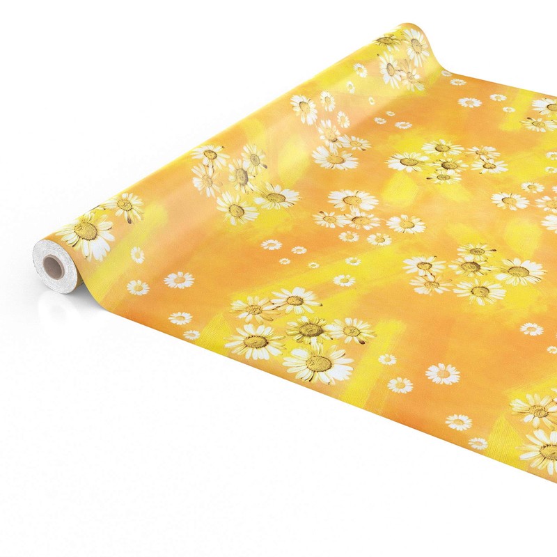 ANRO Oilcloth Tablecloth Oilcloth Tablecloth Camomile Yellow Flowers Sun Oval