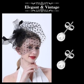 Brimekichio Black Fascinators Hats for Women Tea Party Hats and Lace Gloves for Women Tea Party Accessories Set 5 Pcs