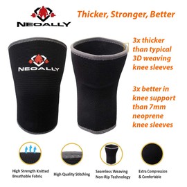 NeoAlly high Strength Knitted – Upgraded Alternative to 7mm Neoprene Knee Sleeves for Men & Women for Volleyball, Running, Basketball, Workout, Gym, Weightlifting, Bodybuilding and Sports - 2 PCS (L)