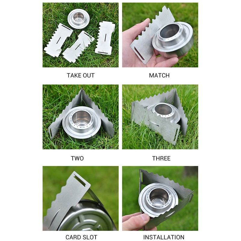 Stainless Steel Outdoor Windproof Alcohol Stove for Camping Cooking Picnic