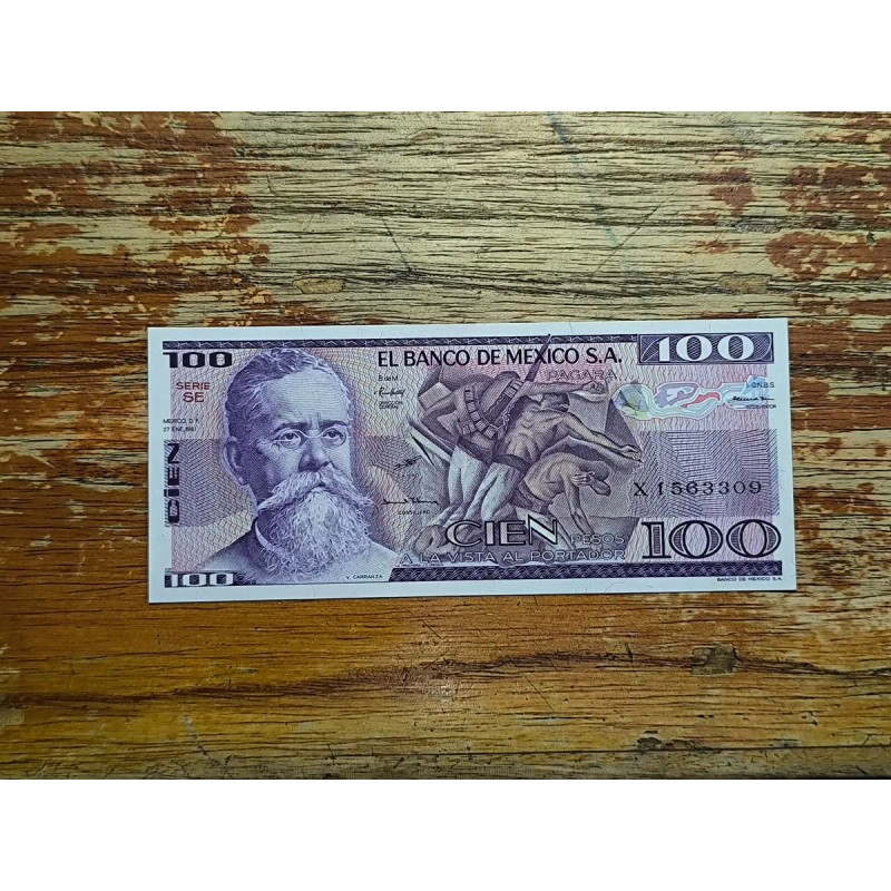 Billete Cien Pesos Venustiano Carranza Serie Se