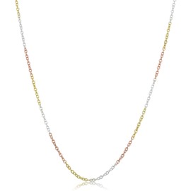 Kooljewelry Tri-color Sterling Silver 1.5mm Cable Chain Necklace (16, 18, 20, 22, 24, 30 or 36 inch), Metal