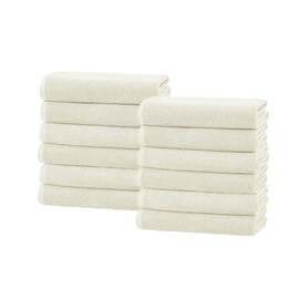 Great Bay Home Ivory Washcloth- 100% Cotton 12-Pack 13x13 Wash Cloth - Absorbent, Quick-Drying, Durable Face Towels for Bathroom Decor - Low-Twist, Two-Ply Fibers